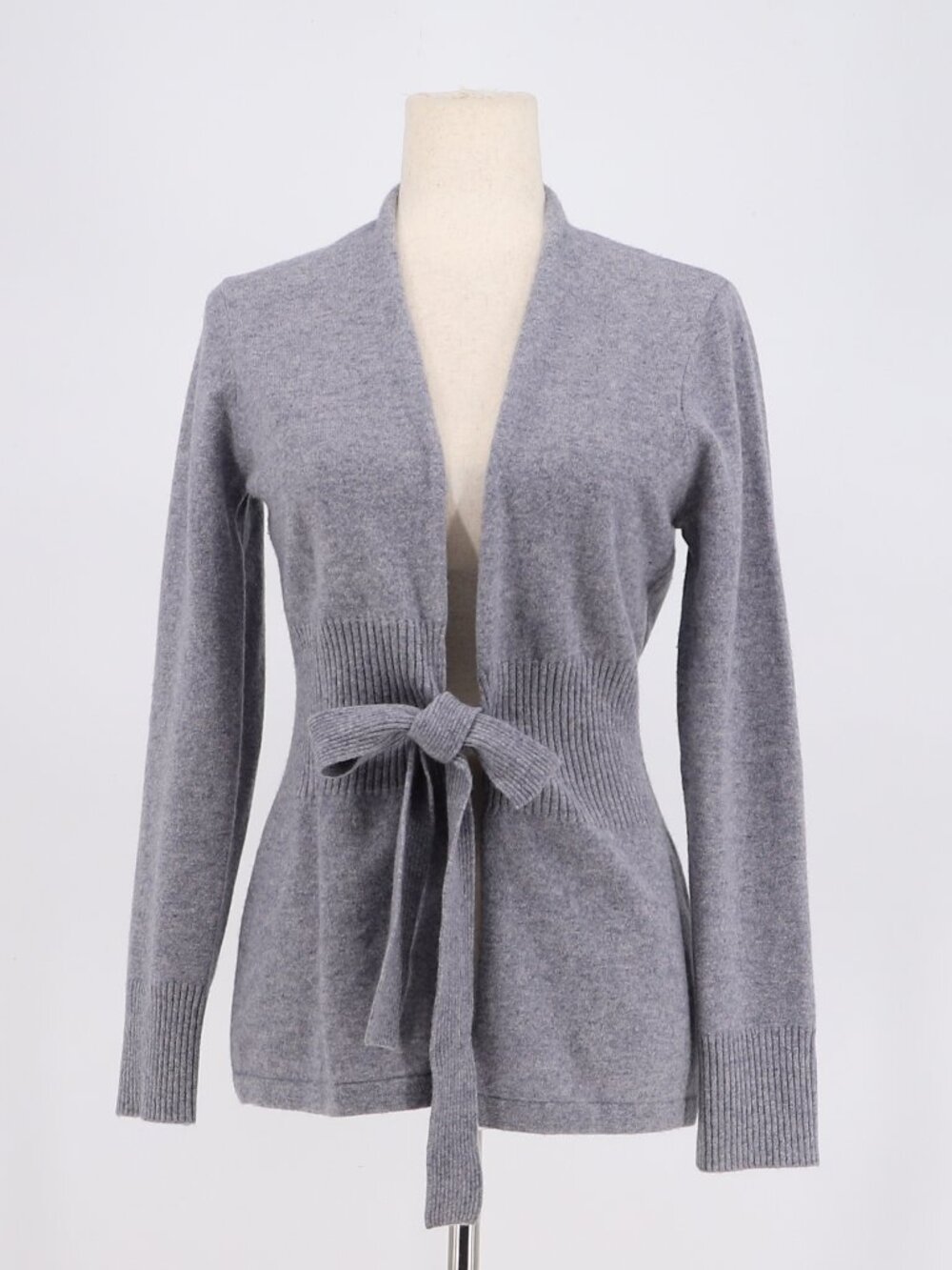 J. MCLAUGHLIN 100% Cashmere Tie Front Cardigan Sweater in Gray Size S